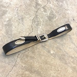Vintage Black Silver Western Concho Belt 26” - 30”